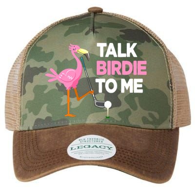 Talk Birdie To Me Flamingo Playing Golf Funny Legacy Tie Dye Trucker Hat