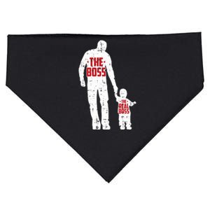 The Boss The Real Boss Fathers Day Dad Son Daughter Matching USA-Made Doggie Bandana