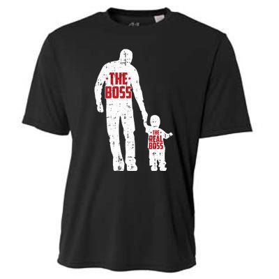 The Boss The Real Boss Fathers Day Dad Son Daughter Matching Cooling Performance Crew T-Shirt