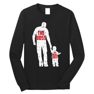 The Boss The Real Boss Fathers Day Dad Son Daughter Matching Long Sleeve Shirt