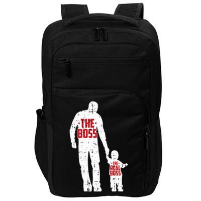 The Boss The Real Boss Fathers Day Dad Son Daughter Matching Impact Tech Backpack