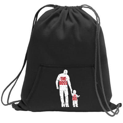 The Boss The Real Boss Fathers Day Dad Son Daughter Matching Sweatshirt Cinch Pack Bag