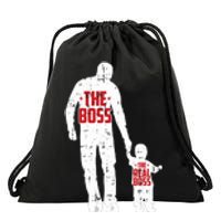 The Boss The Real Boss Fathers Day Dad Son Daughter Matching Drawstring Bag