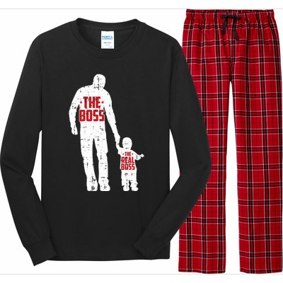 The Boss The Real Boss Fathers Day Dad Son Daughter Matching Long Sleeve Pajama Set