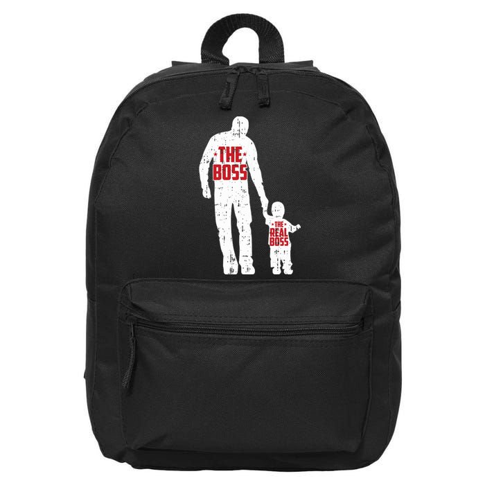 The Boss The Real Boss Fathers Day Dad Son Daughter Matching 16 in Basic Backpack