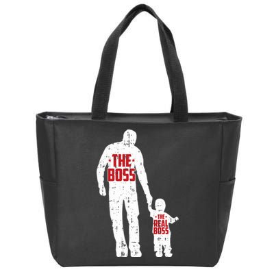 The Boss The Real Boss Fathers Day Dad Son Daughter Matching Zip Tote Bag