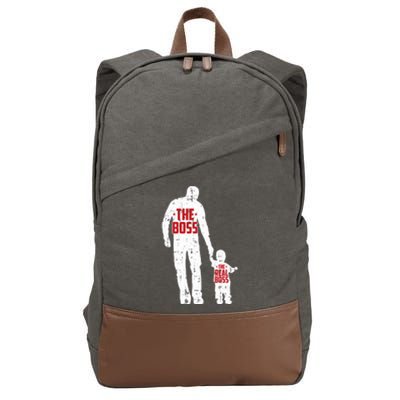 The Boss The Real Boss Fathers Day Dad Son Daughter Matching Cotton Canvas Backpack