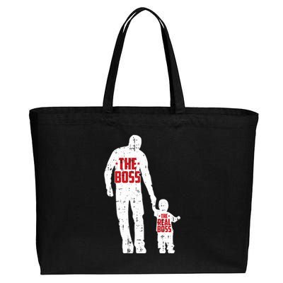 The Boss The Real Boss Fathers Day Dad Son Daughter Matching Cotton Canvas Jumbo Tote