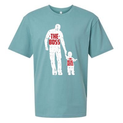 The Boss The Real Boss Fathers Day Dad Son Daughter Matching Sueded Cloud Jersey T-Shirt