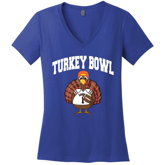 Turkey Bowl Thanksgiving Funny Football Game Gift Cool Gift Women's V-Neck T-Shirt