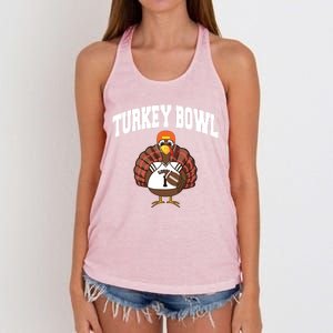 Turkey Bowl Thanksgiving Funny Football Game Gift Cool Gift Women's Knotted Racerback Tank