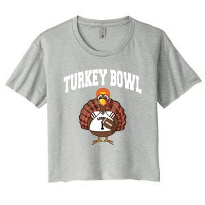 Turkey Bowl Thanksgiving Funny Football Game Gift Cool Gift Women's Crop Top Tee