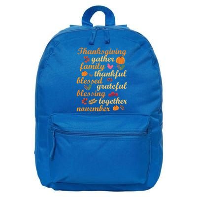 Thankful Blessings Thanksgiving Dinner Family Feast Time Funny Gift 16 in Basic Backpack