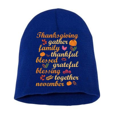 Thankful Blessings Thanksgiving Dinner Family Feast Time Funny Gift Short Acrylic Beanie