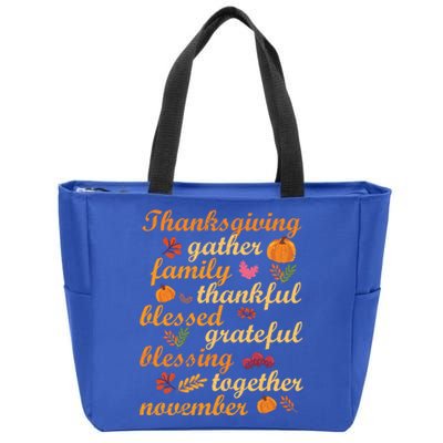 Thankful Blessings Thanksgiving Dinner Family Feast Time Funny Gift Zip Tote Bag