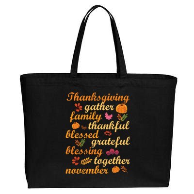 Thankful Blessings Thanksgiving Dinner Family Feast Time Funny Gift Cotton Canvas Jumbo Tote