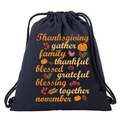 Thankful Blessings Thanksgiving Dinner Family Feast Time Funny Gift Drawstring Bag