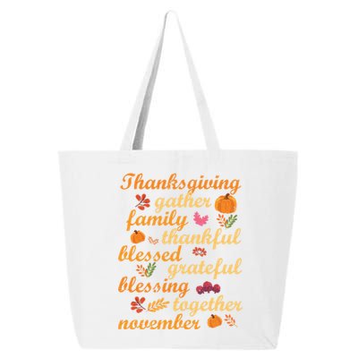 Thankful Blessings Thanksgiving Dinner Family Feast Time Funny Gift 25L Jumbo Tote