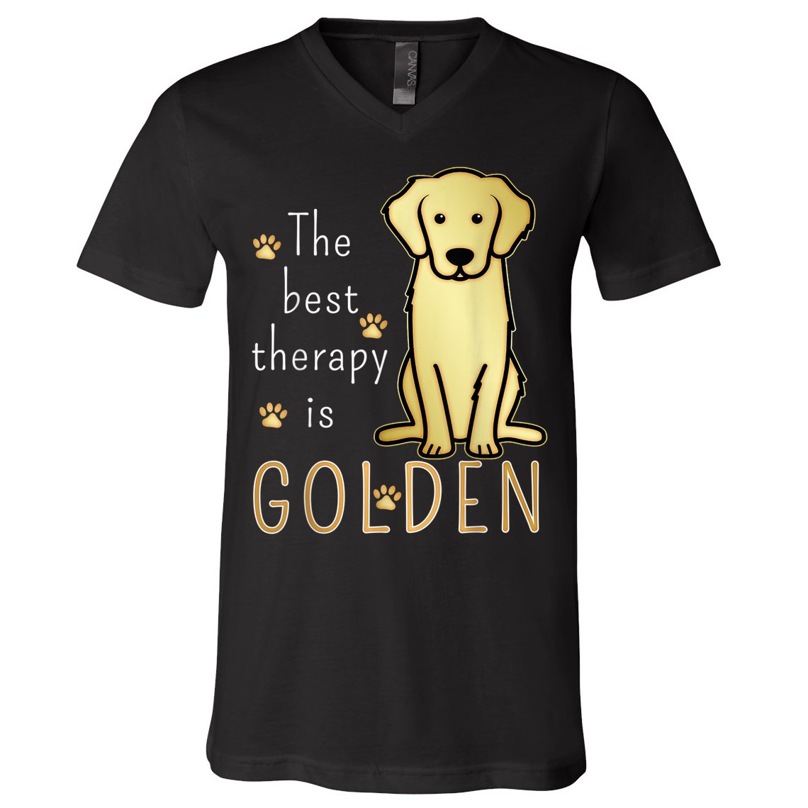 The Best Therapy Is Golden Retriever Dog V-Neck T-Shirt