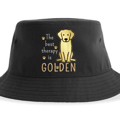 The Best Therapy Is Golden Retriever Dog Sustainable Bucket Hat