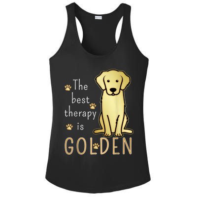 The Best Therapy Is Golden Retriever Dog Ladies PosiCharge Competitor Racerback Tank