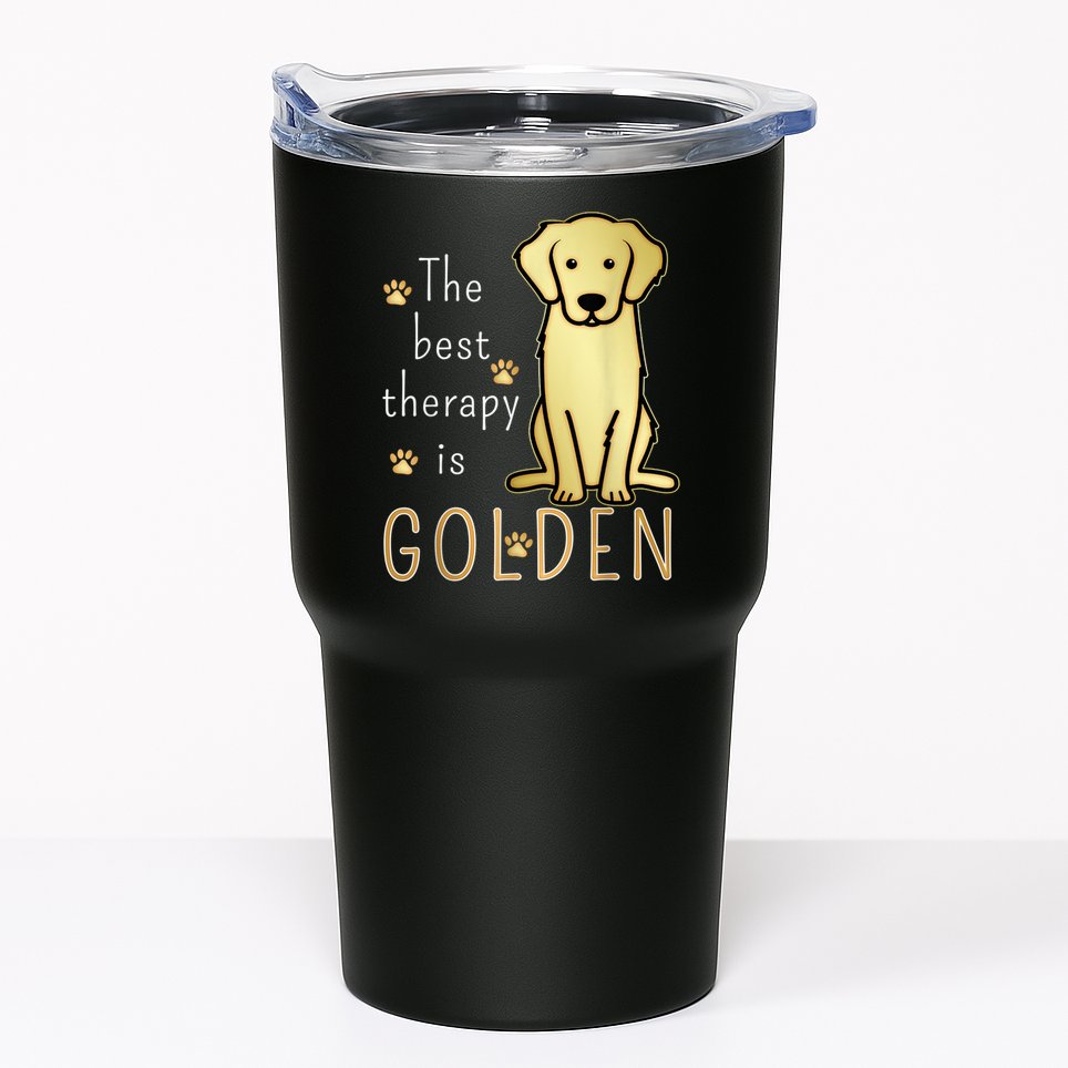 The Best Therapy Is Golden Retriever Dog Tumbler