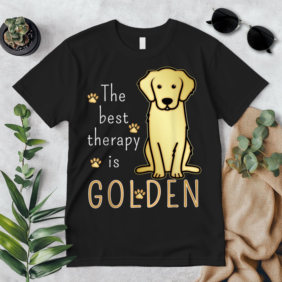 The Best Therapy Is Golden Retriever Dog Premium T-Shirt
