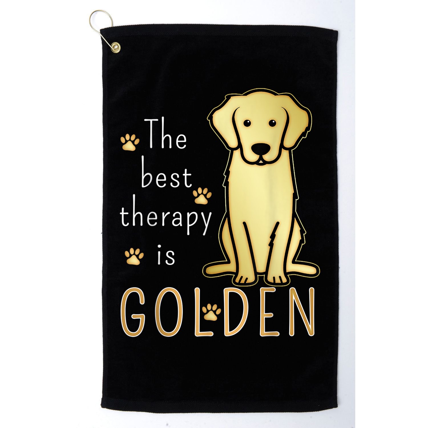 The Best Therapy Is Golden Retriever Dog Golf Towel