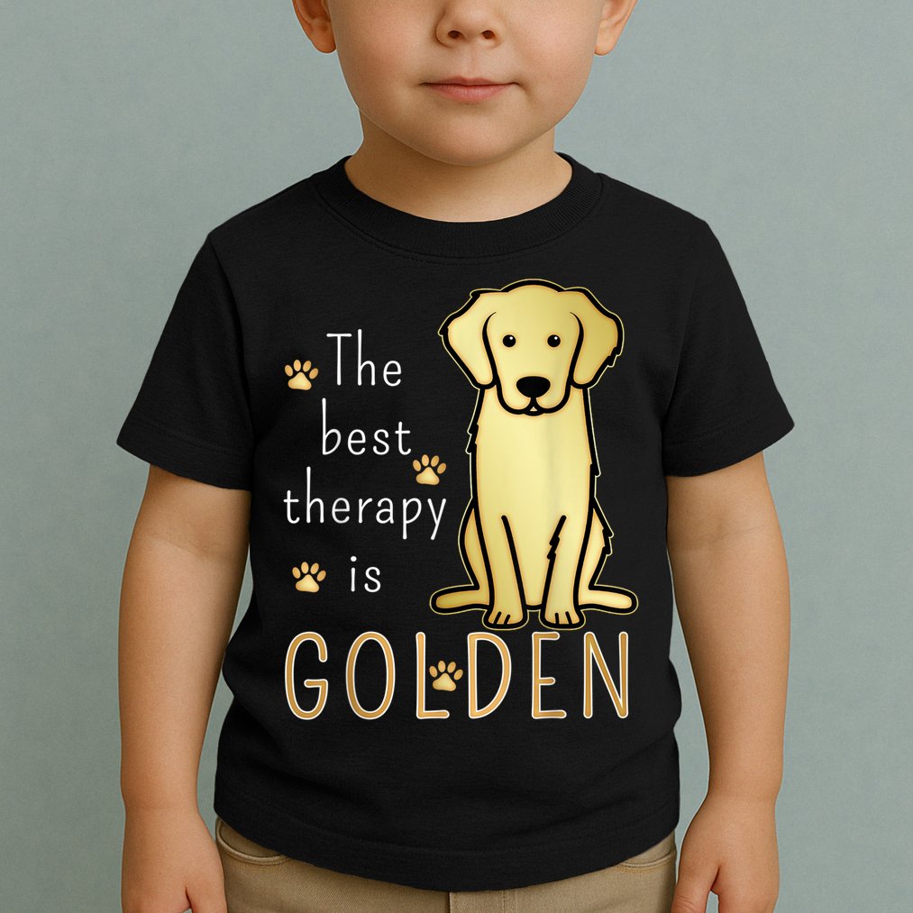 The Best Therapy Is Golden Retriever Dog Toddler T-Shirt