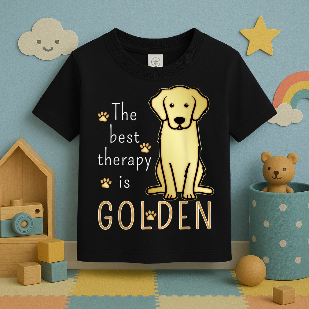 The Best Therapy Is Golden Retriever Dog Toddler T-Shirt