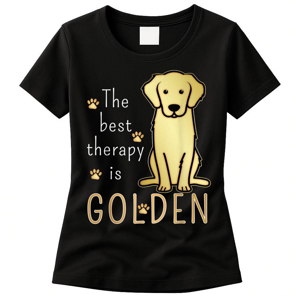 The Best Therapy Is Golden Retriever Dog Womens T-Shirt