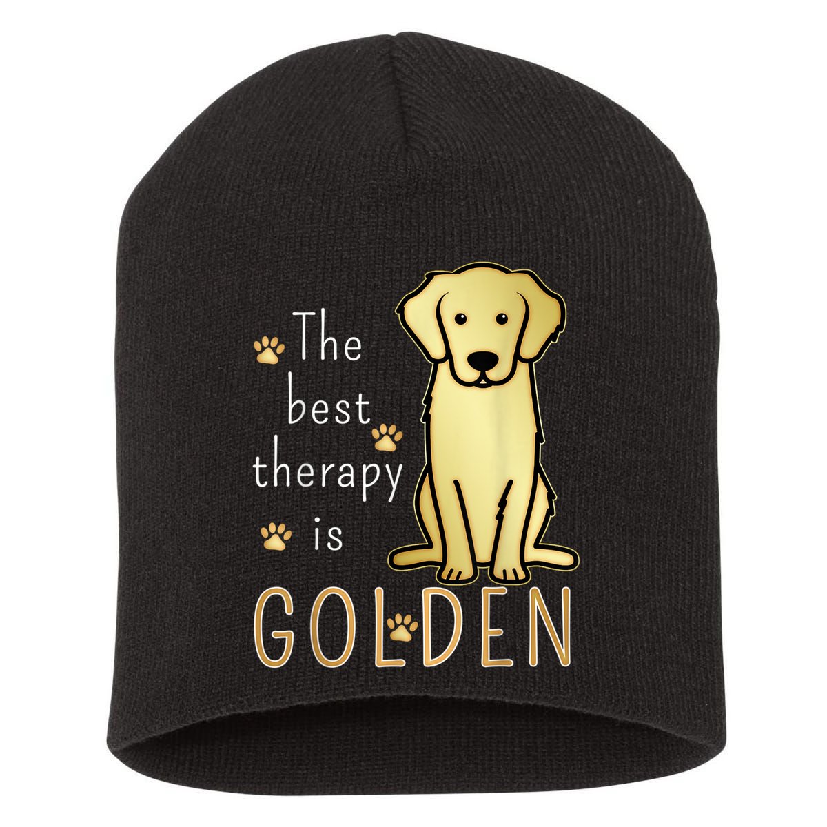 The Best Therapy Is Golden Retriever Dog Short Acrylic Beanie