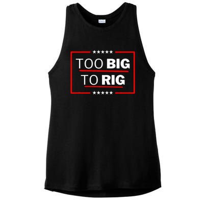 Too Big To Rig Saying Trump 2024 Funny Trump Quote Trendy Ladies PosiCharge Tri-Blend Wicking Tank