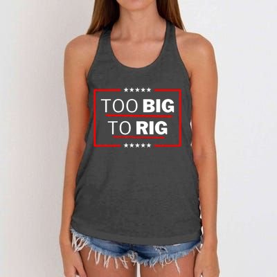 Too Big To Rig Saying Trump 2024 Funny Trump Quote Trendy Women's Knotted Racerback Tank