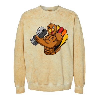 Turkey Bodybuilding Thanksgiving Day Gym Workout Fitness Colorblast Crewneck Sweatshirt