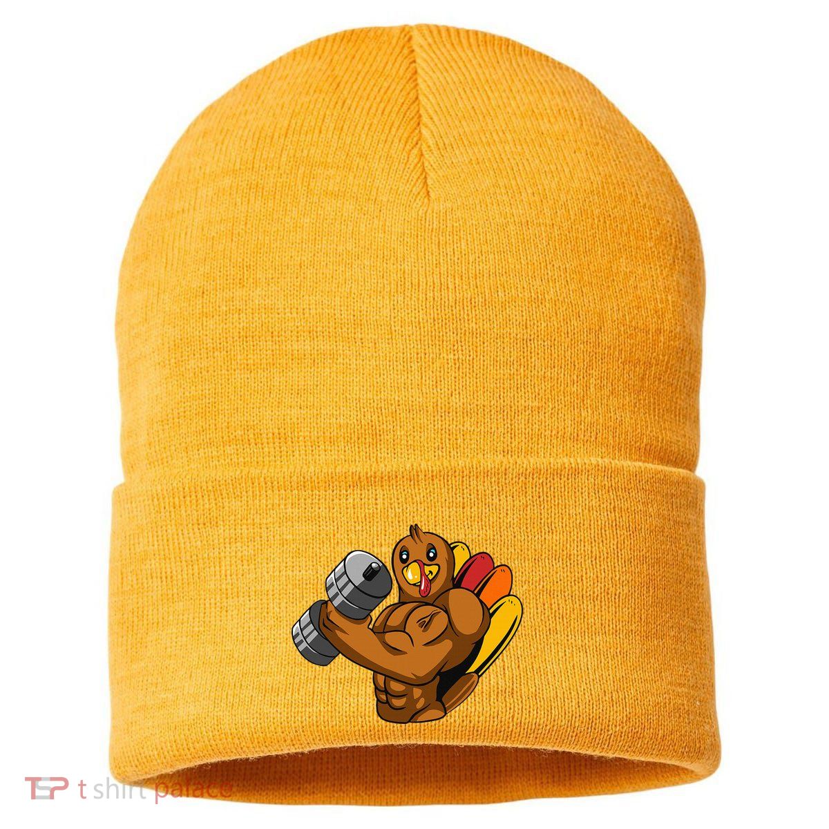 Turkey Bodybuilding Thanksgiving Day Gym Workout Fitness Sustainable Knit Beanie