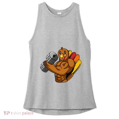 Turkey Bodybuilding Thanksgiving Day Gym Workout Fitness Ladies PosiCharge Tri-Blend Wicking Tank