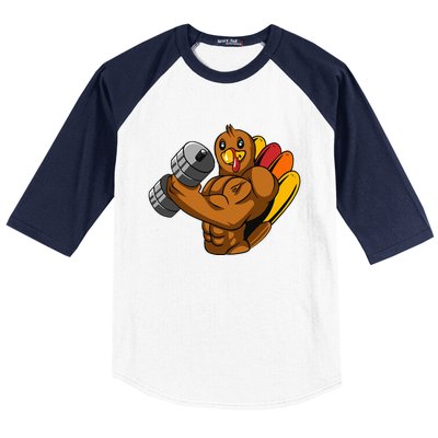 Turkey Bodybuilding Thanksgiving Day Gym Workout Fitness Baseball Sleeve Shirt