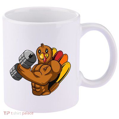 Turkey Bodybuilding Thanksgiving Day Gym Workout Fitness 11oz C Handle Ceramic Mug
