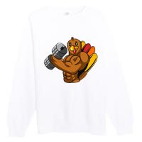 Turkey Bodybuilding Thanksgiving Day Gym Workout Fitness Premium Crewneck Sweatshirt