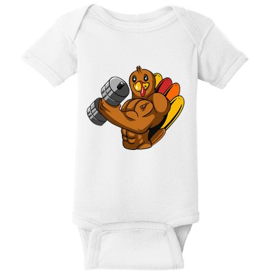 Turkey Bodybuilding Thanksgiving Day Gym Workout Fitness Baby Bodysuit