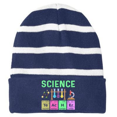 Teacher Back To School Science Striped Beanie with Solid Band