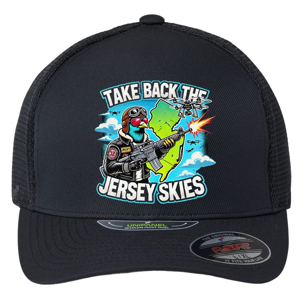 Take Back The Skies New Jersey Mystery Drones Flexfit Unipanel Trucker Cap