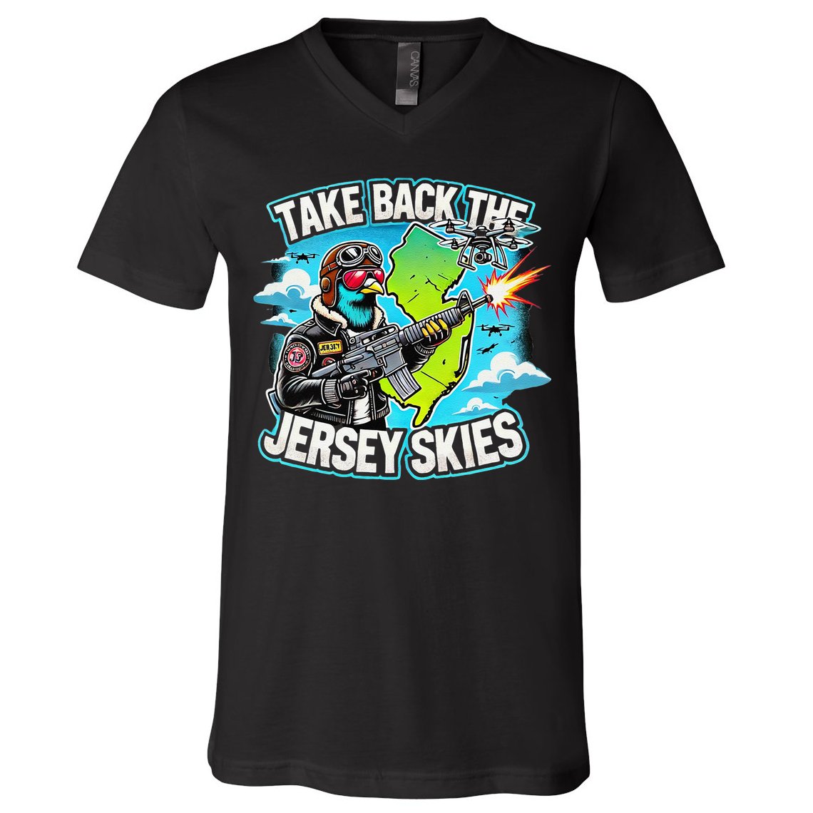 Take Back The Skies New Jersey Mystery Drones V-Neck T-Shirt