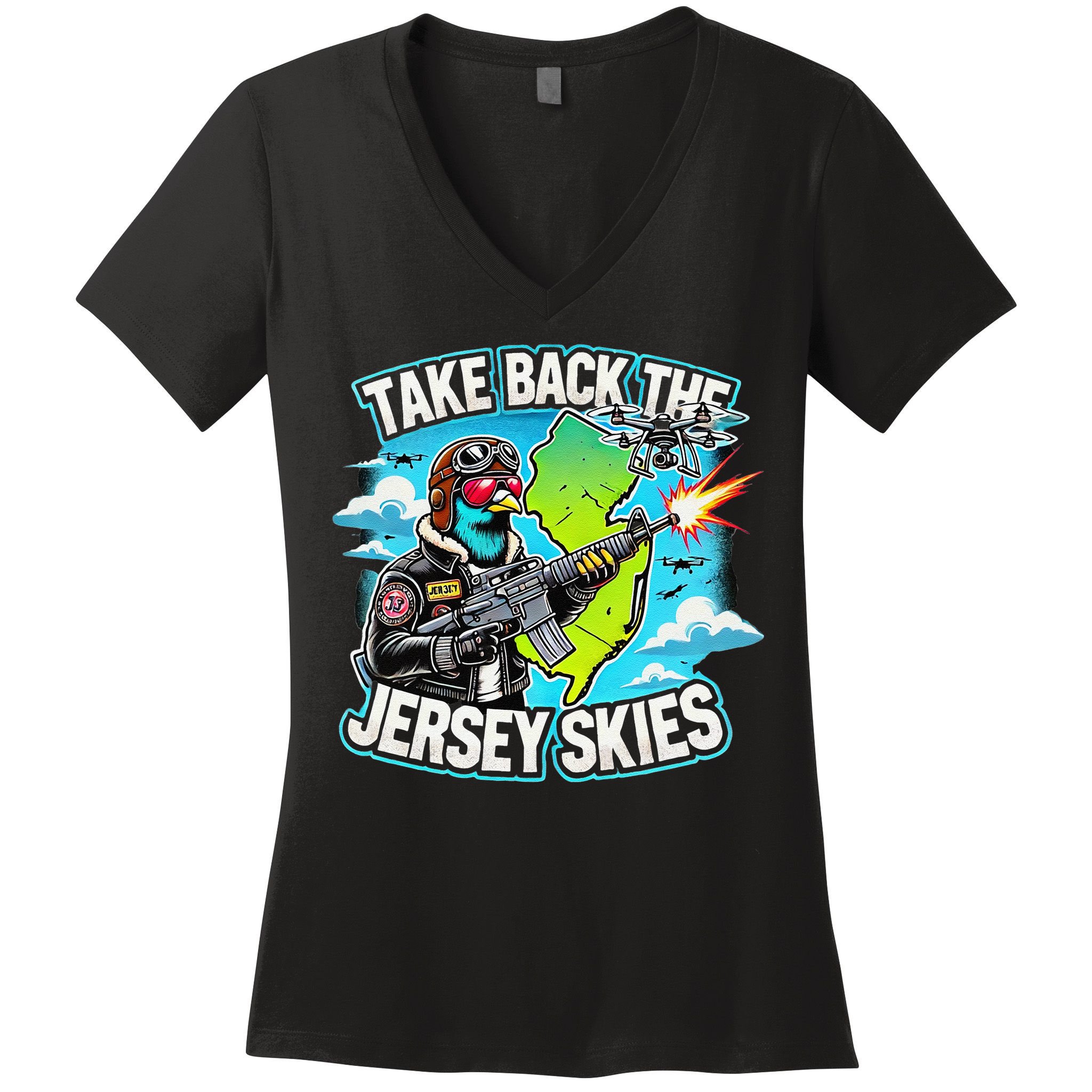 Take Back The Skies New Jersey Mystery Drones Women's V-Neck T-Shirt