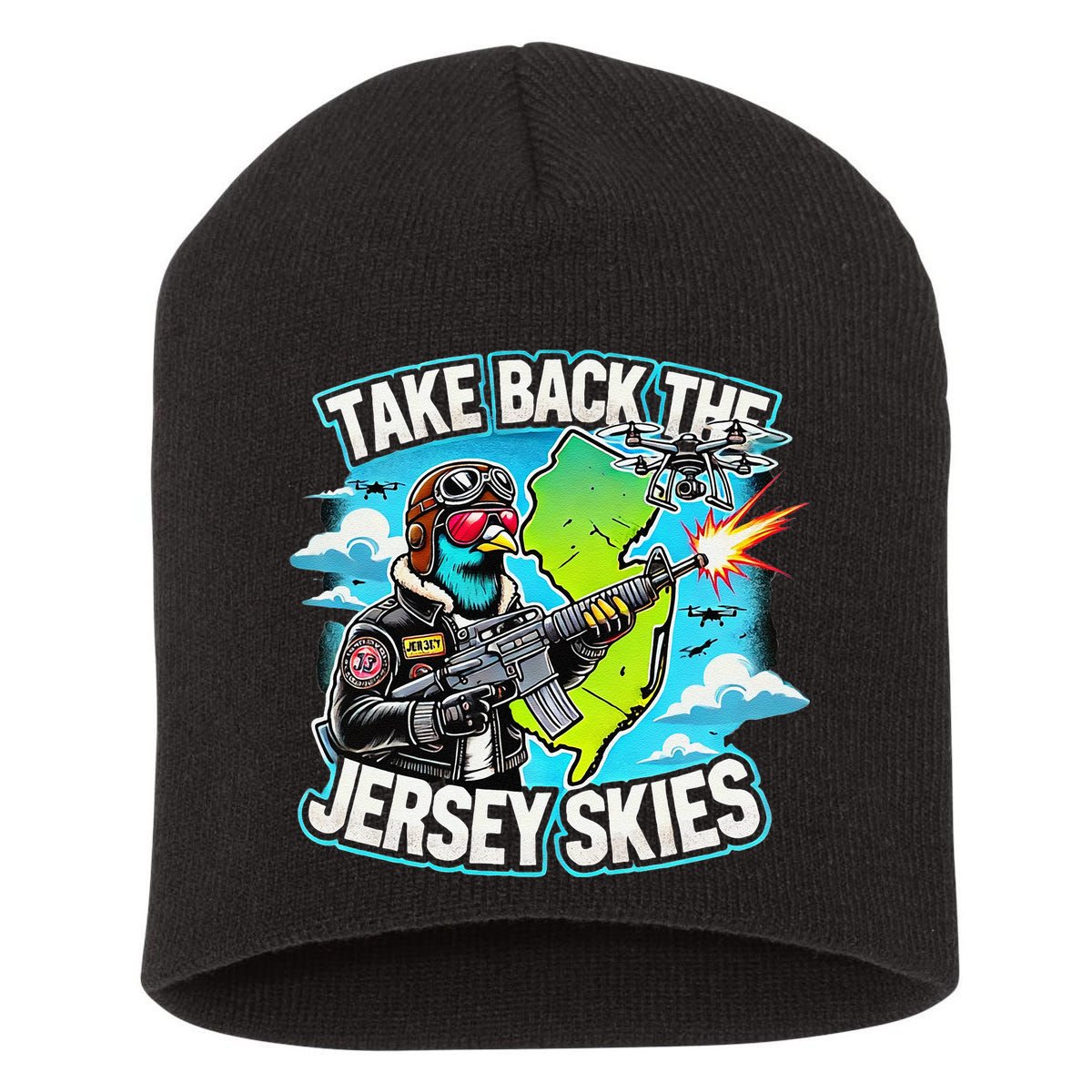 Take Back The Skies New Jersey Mystery Drones Short Acrylic Beanie