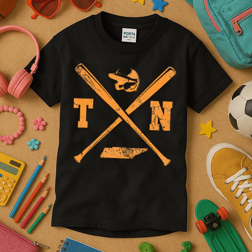 Tn Baseball Team Tennessee Player Kids T-Shirt