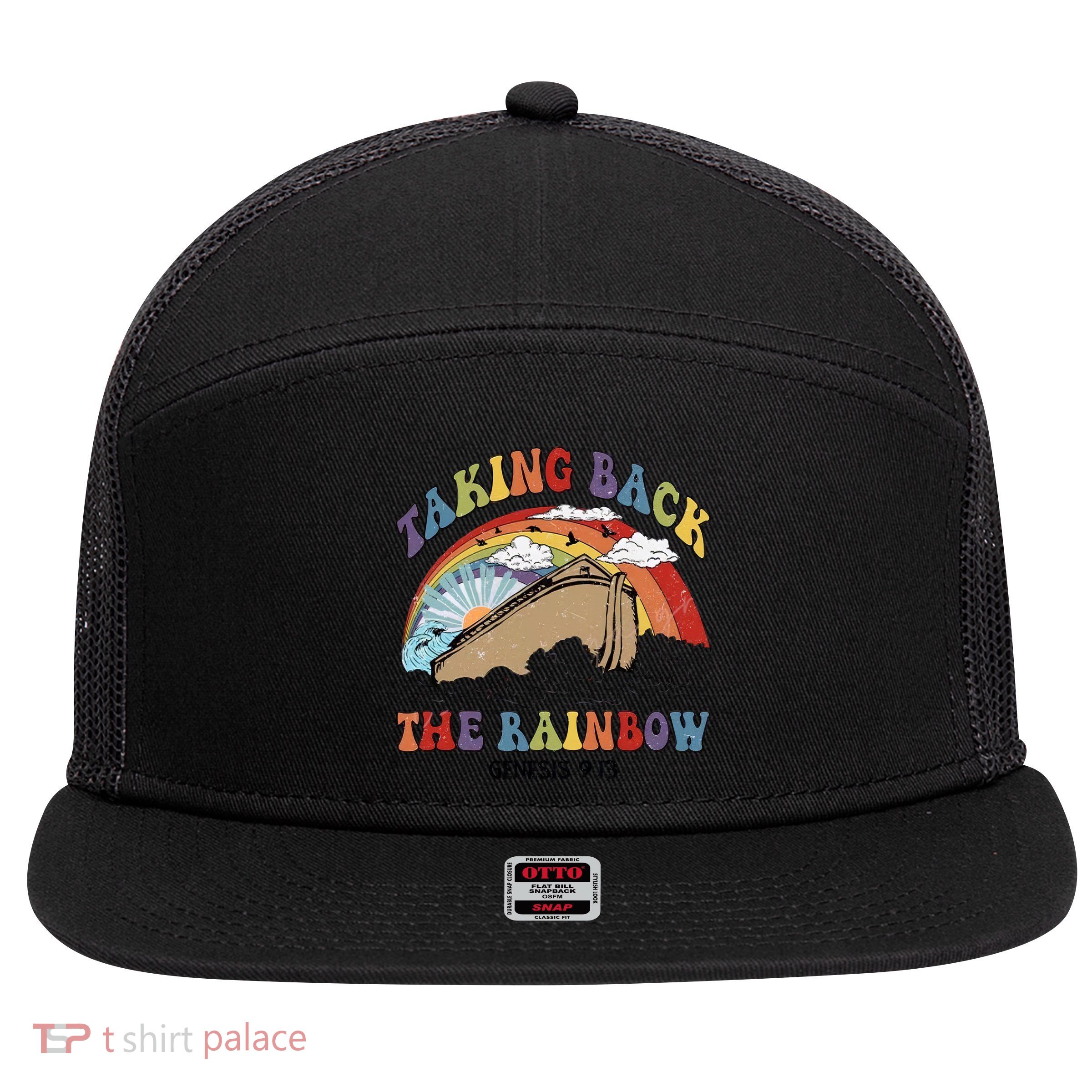 Taking Back The Rainbow Christian Jesus Rainbow Ship 7 Panel Mesh Trucker Snapback Hat