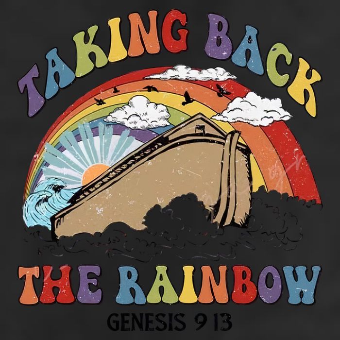 Taking Back The Rainbow Christian Jesus Rainbow Ship 7 Panel Mesh Trucker Snapback Hat