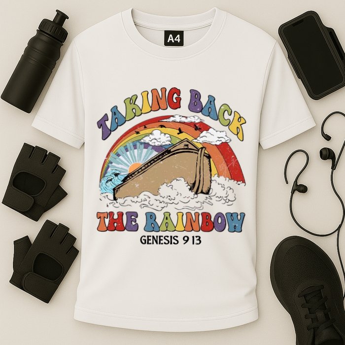 Taking Back The Rainbow Christian Jesus Rainbow Ship Cooling Performance Crew T-Shirt